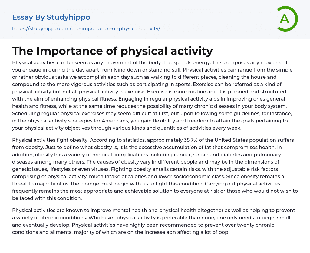 the importance of physical activity essay