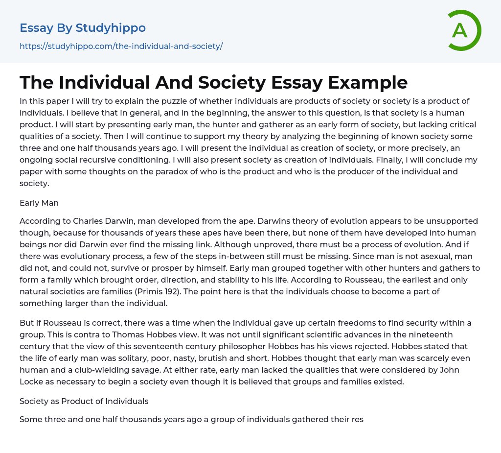 who am i in the society essay