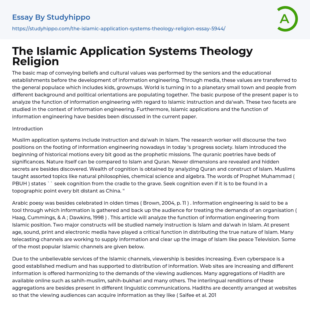 The Islamic Application Systems Theology Religion