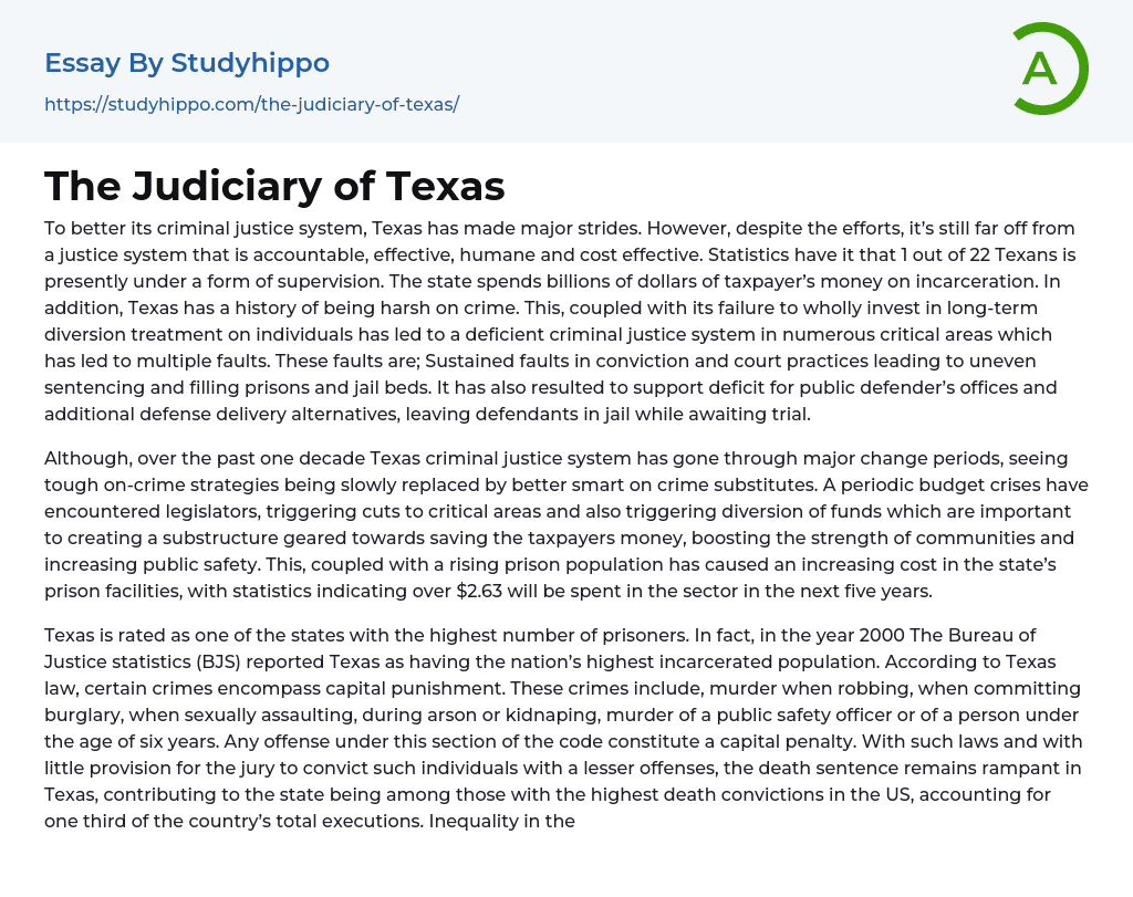 The Judiciary of Texas Essay Example
