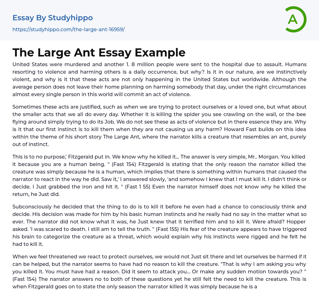 The Large Ant Essay Example
