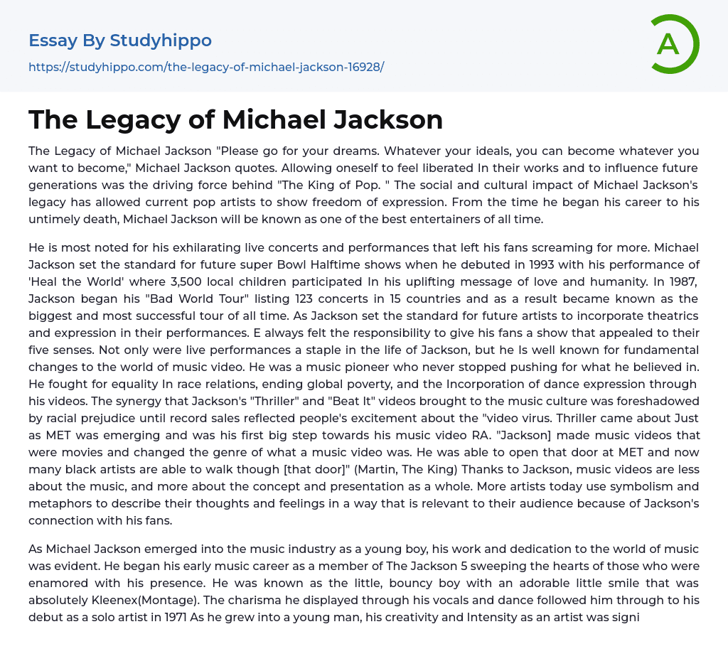 informative essay on michael jackson