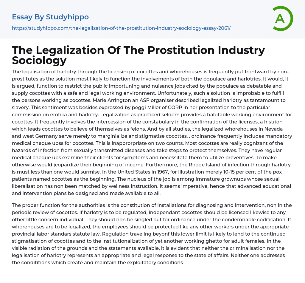 prostitution sociology essay