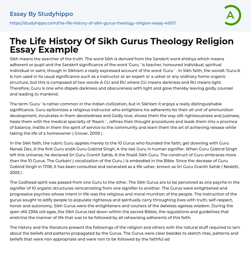 sikh religion essay in english