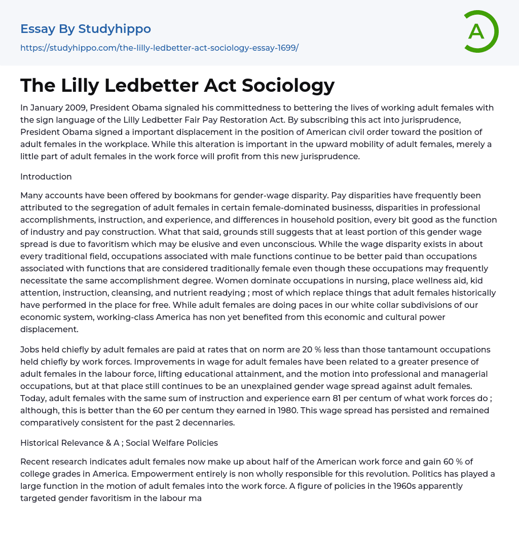 The Lilly Ledbetter Act Sociology Essay Example