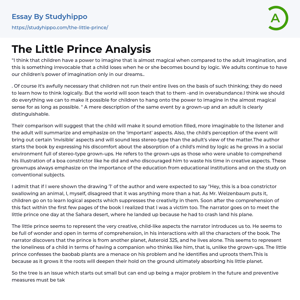 The Little Prince Analysis Essay Example