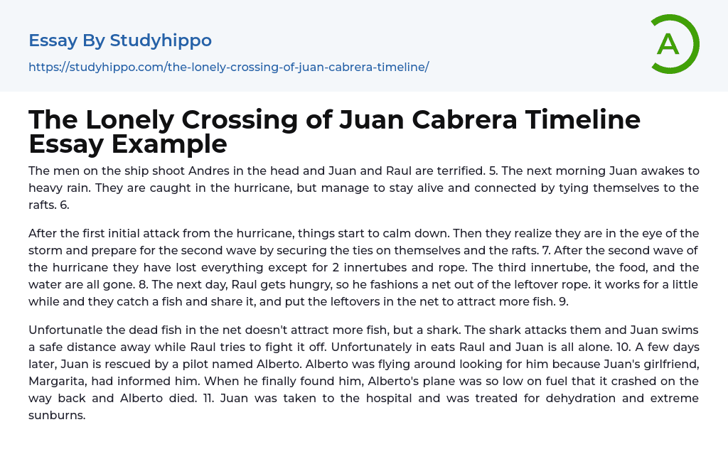 The Lonely Crossing of Juan Cabrera Timeline Essay Example