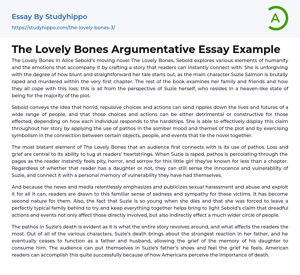 The Lovely Bones Argumentative Essay Example