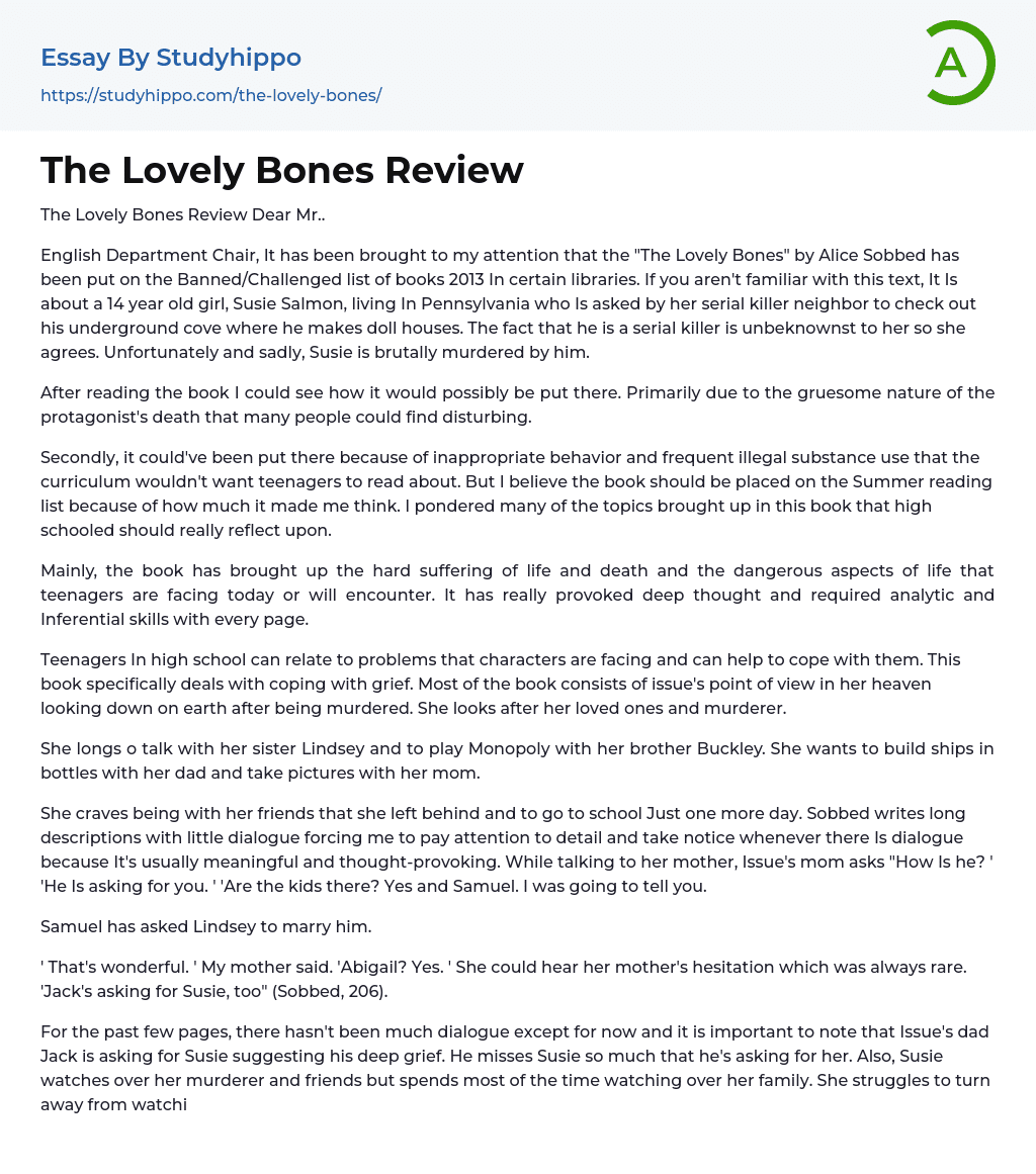 The Lovely Bones Review Essay Example