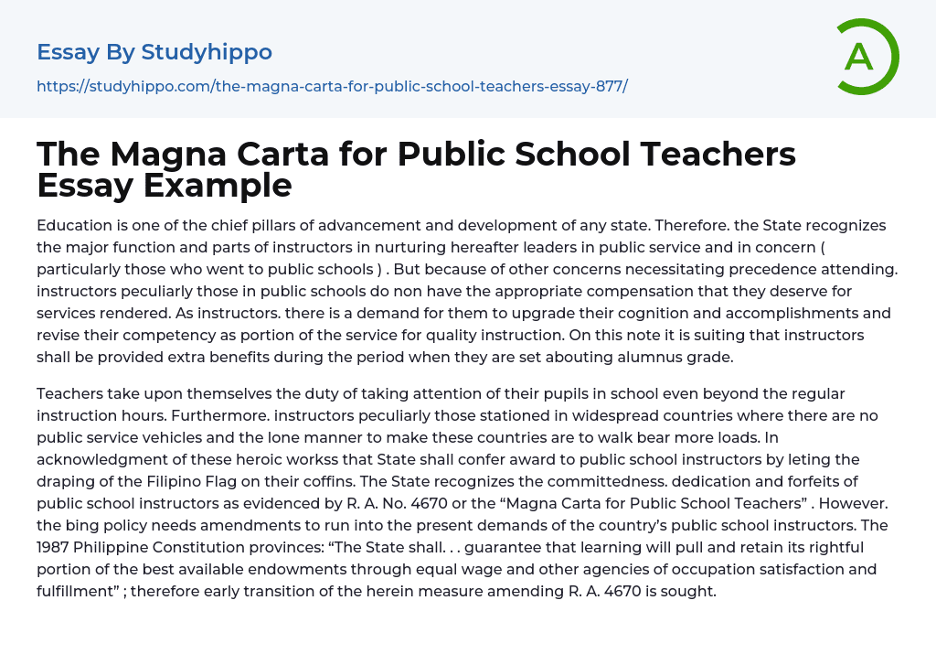 essay about magna carta for public school teachers