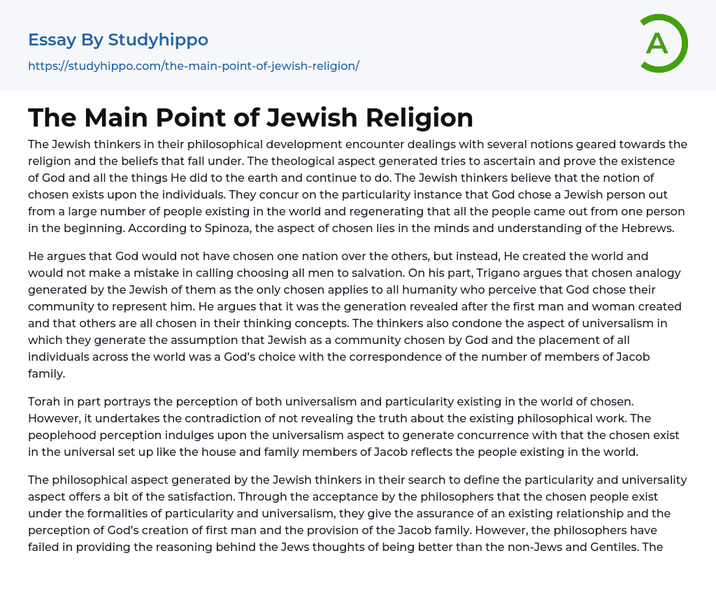 The Main Point of Jewish Religion Essay Example