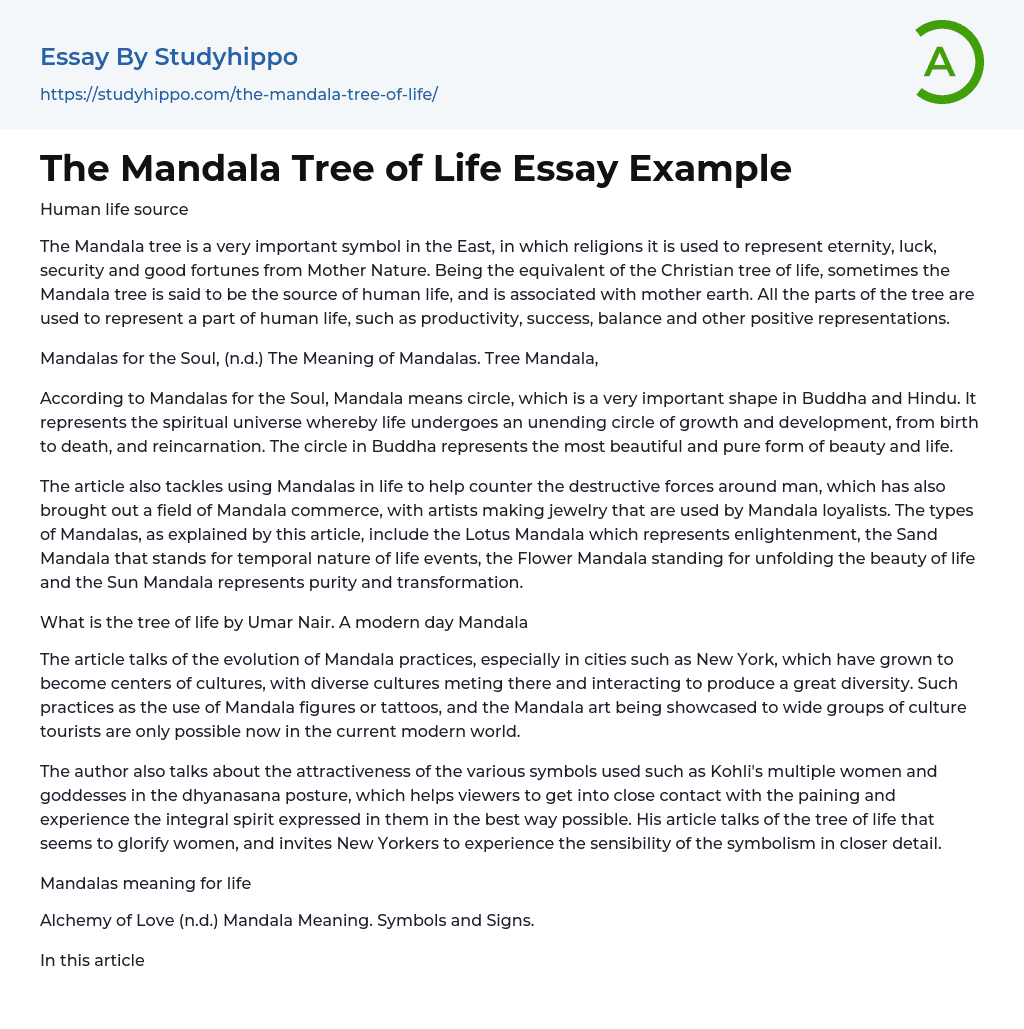 The Mandala Tree of Life Essay Example