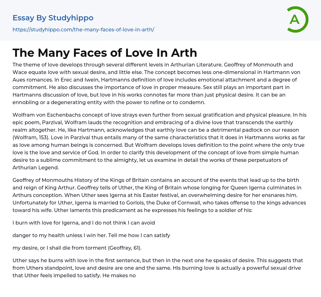 The Many Faces of Love In Arth Essay Example