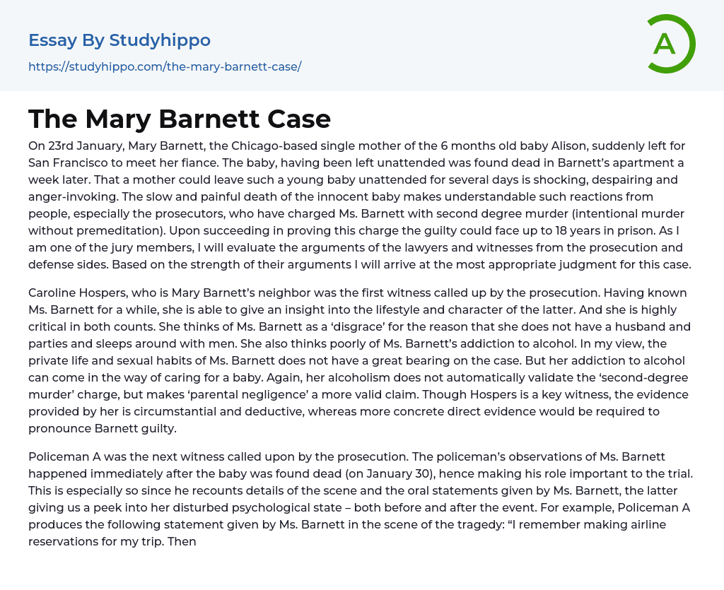 The Mary Barnett Case Essay Example