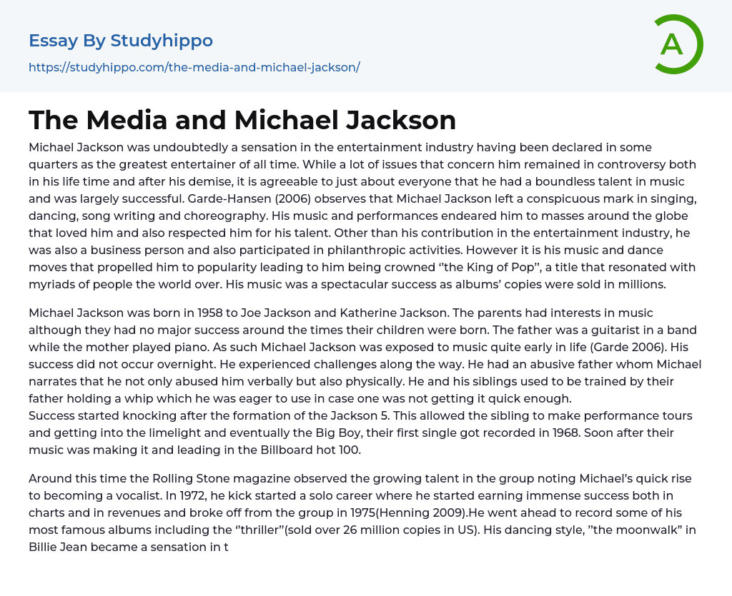 The Media and Michael Jackson Essay Example