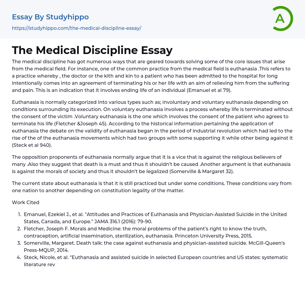 The Medical Discipline Essay