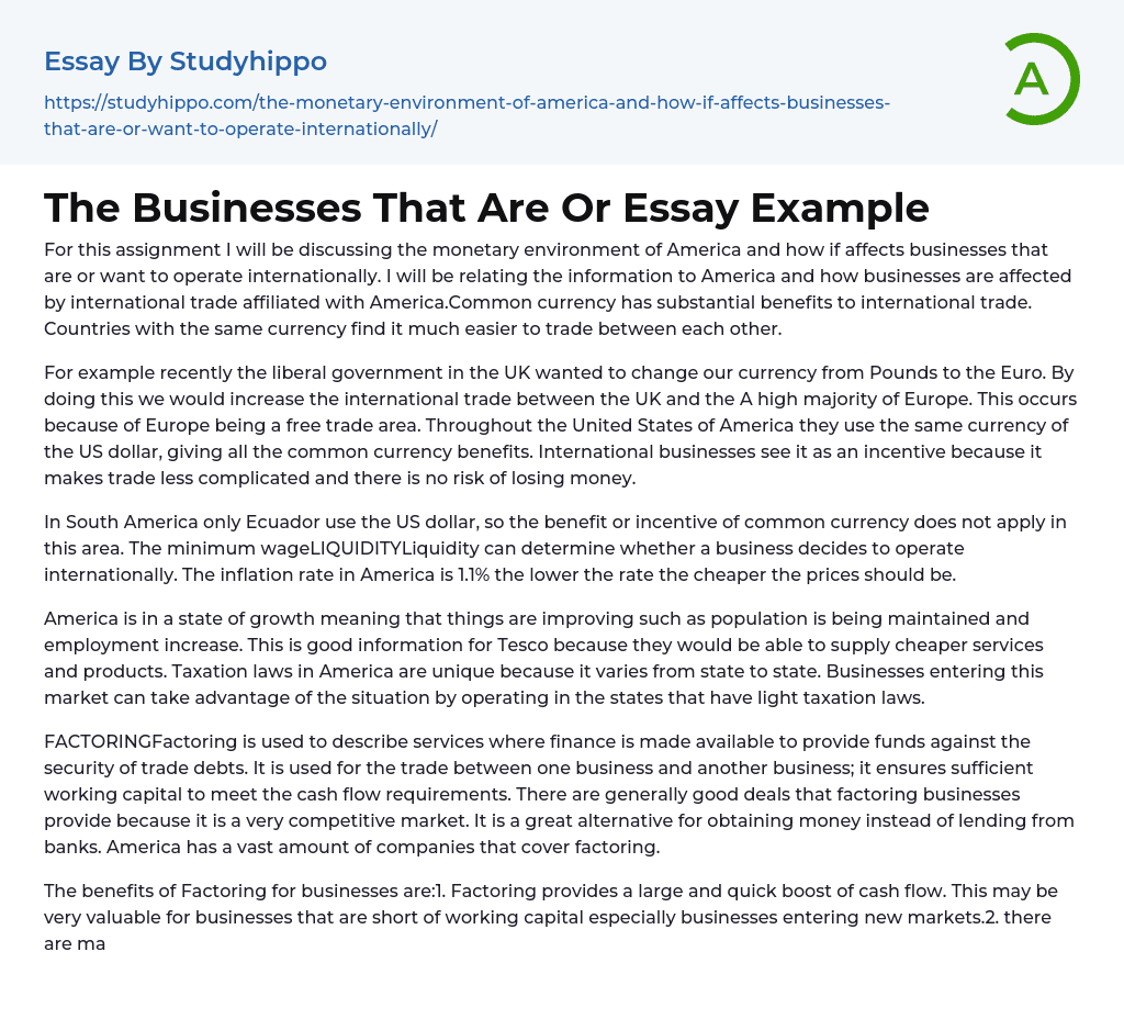 The Businesses That Are Or Essay Example
