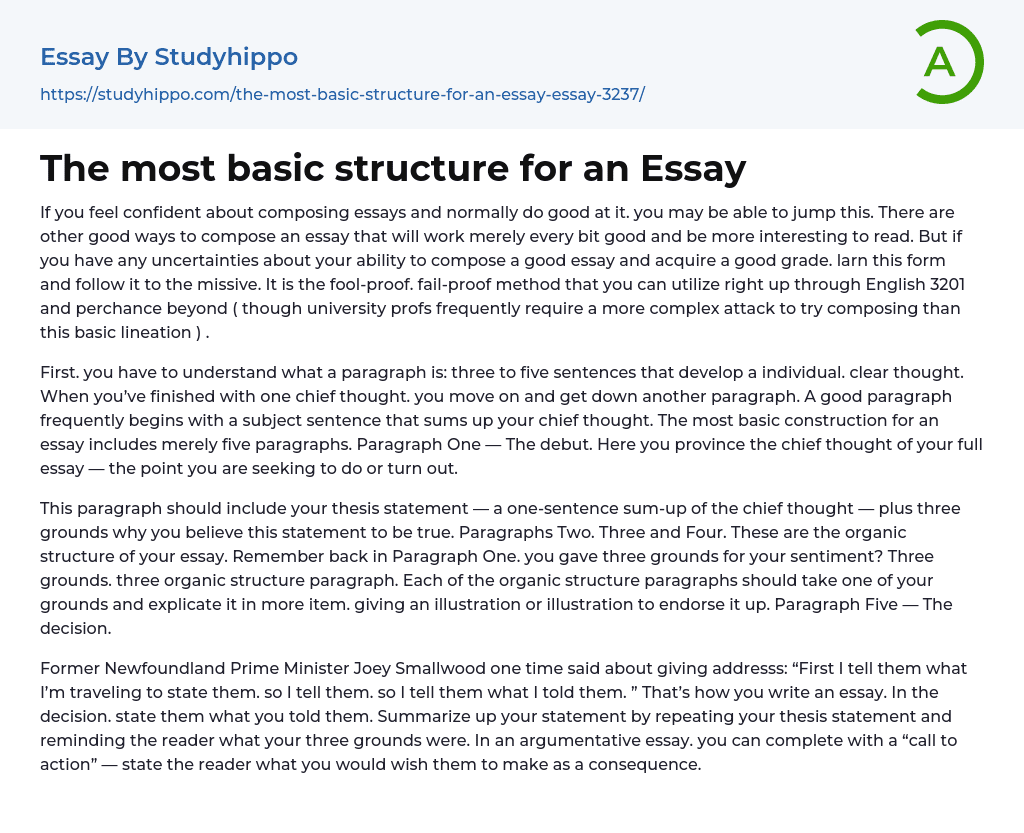 The most basic structure for an Essay