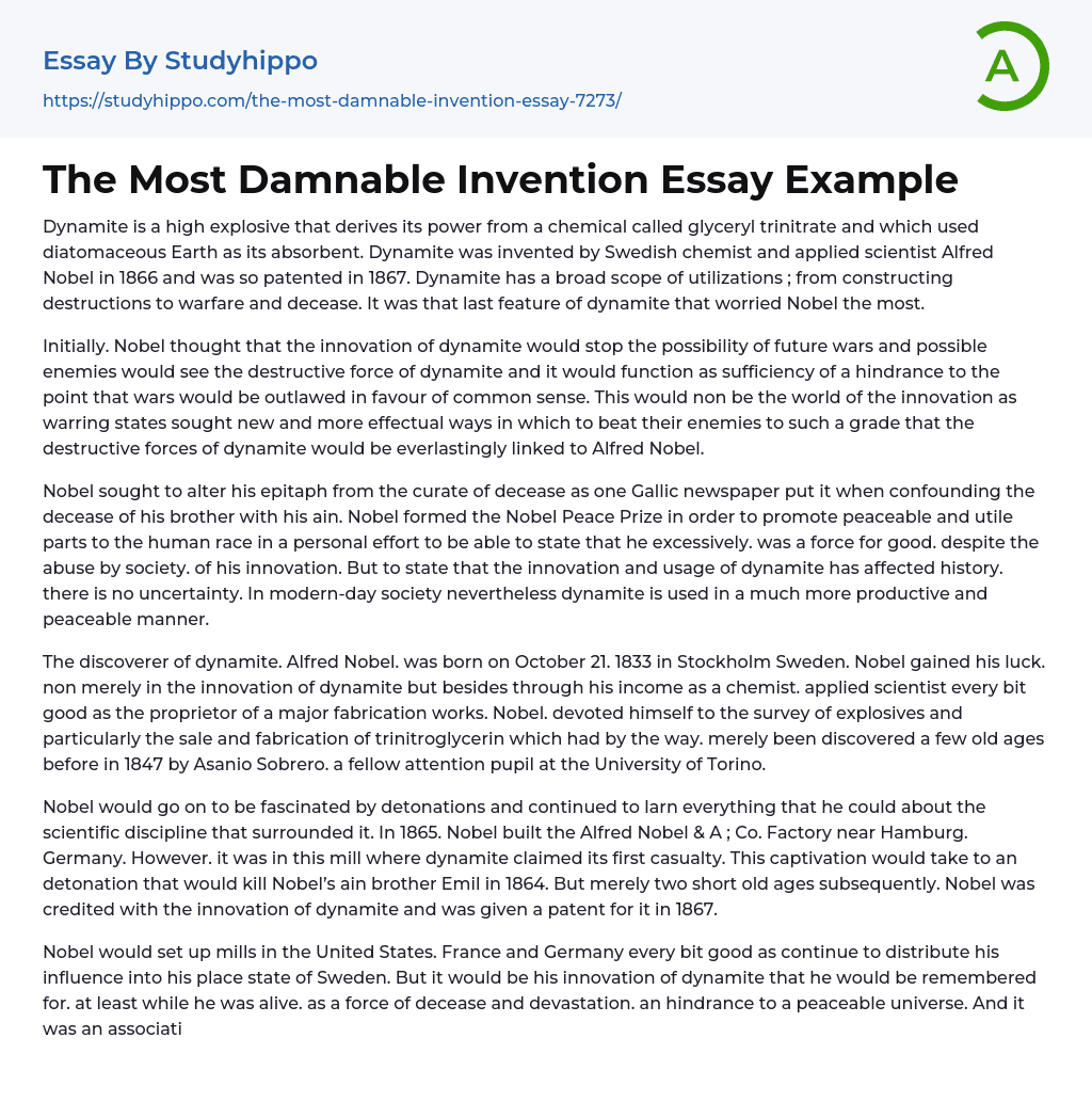 The Most Damnable Invention Essay Example