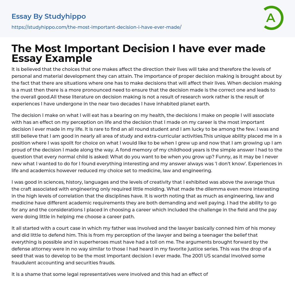why decision making is important essay