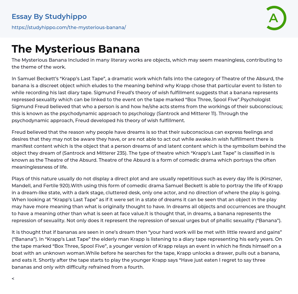 The Mysterious Banana Essay Example