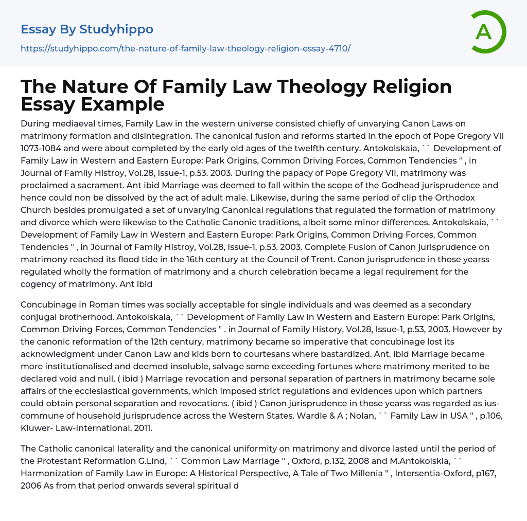 The Nature Of Family Law Theology Religion Essay Example