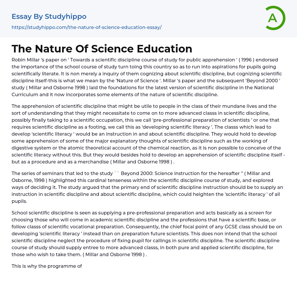 essay of beauty of science