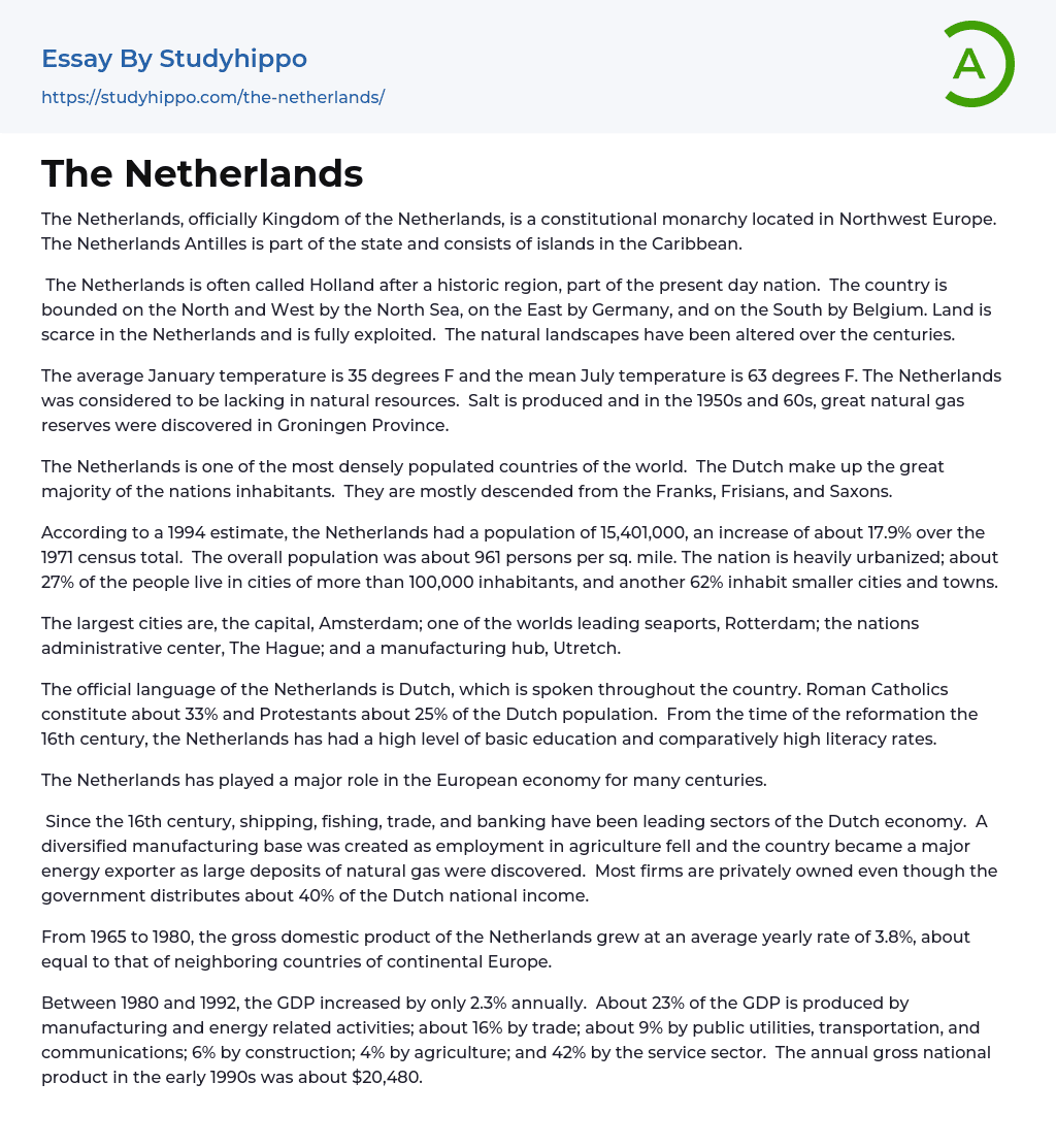 The Netherlands Essay Example