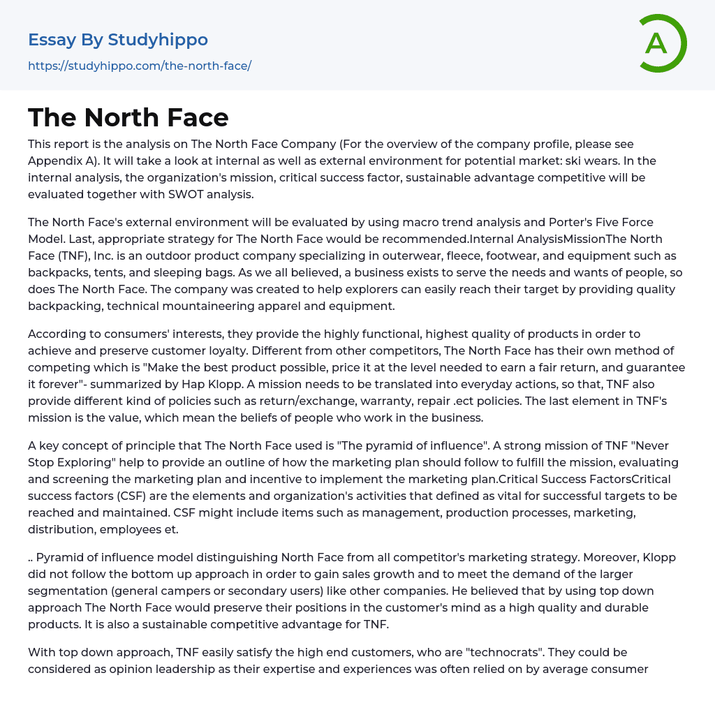 The North Face Essay Example