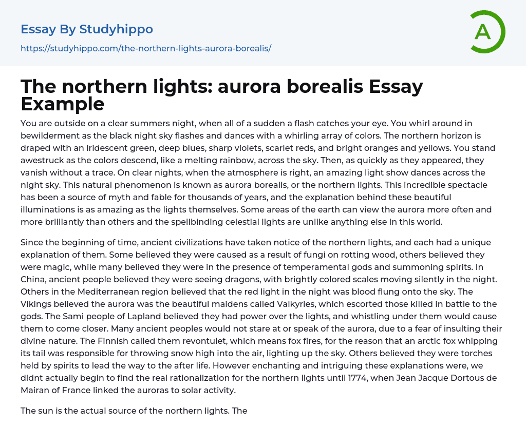 The northern lights: aurora borealis Essay Example