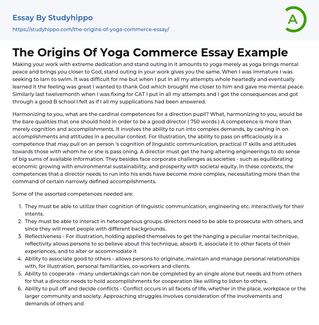 The Origins Of Yoga Commerce Essay Example