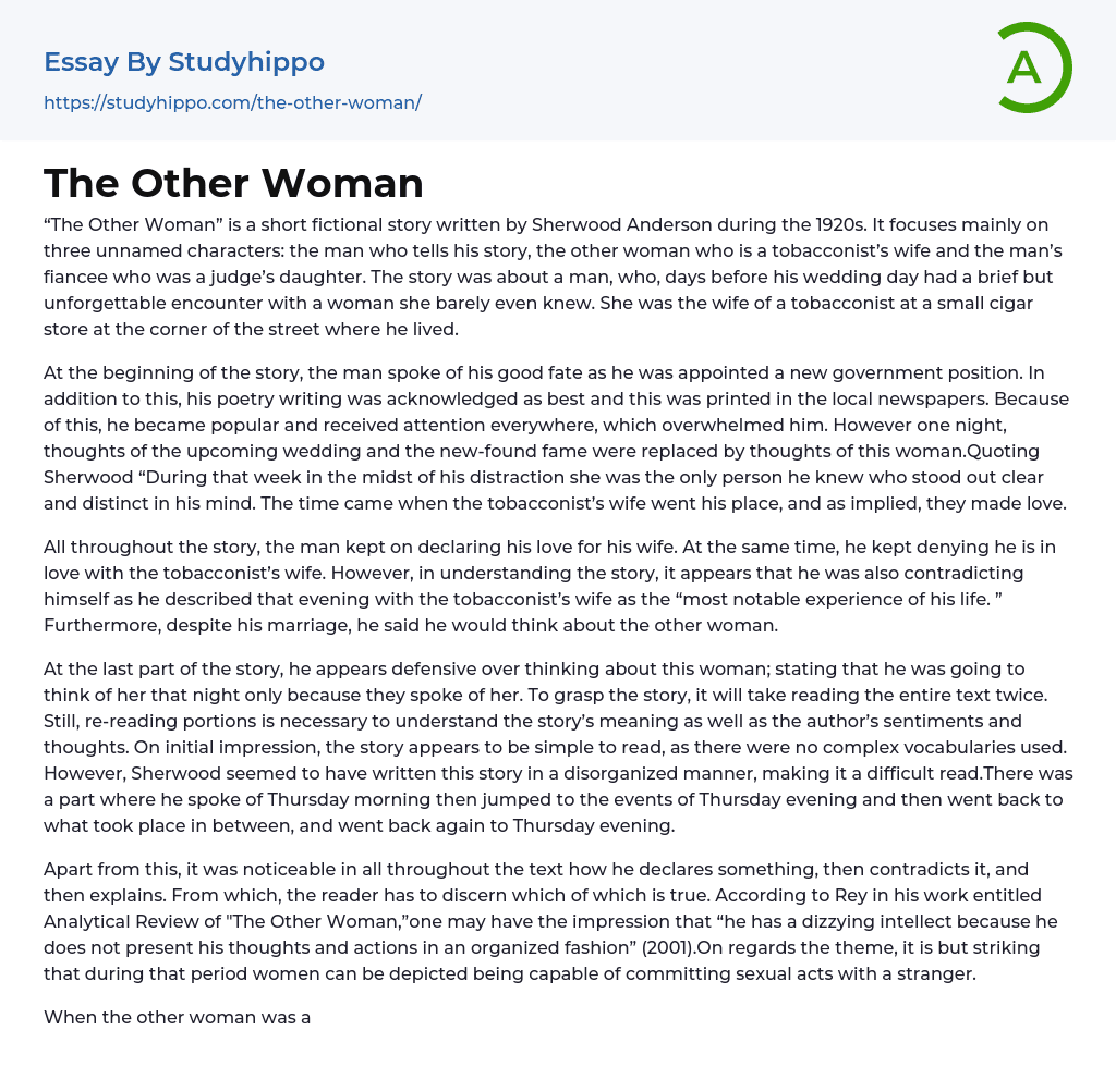 The Other Woman Essay Example