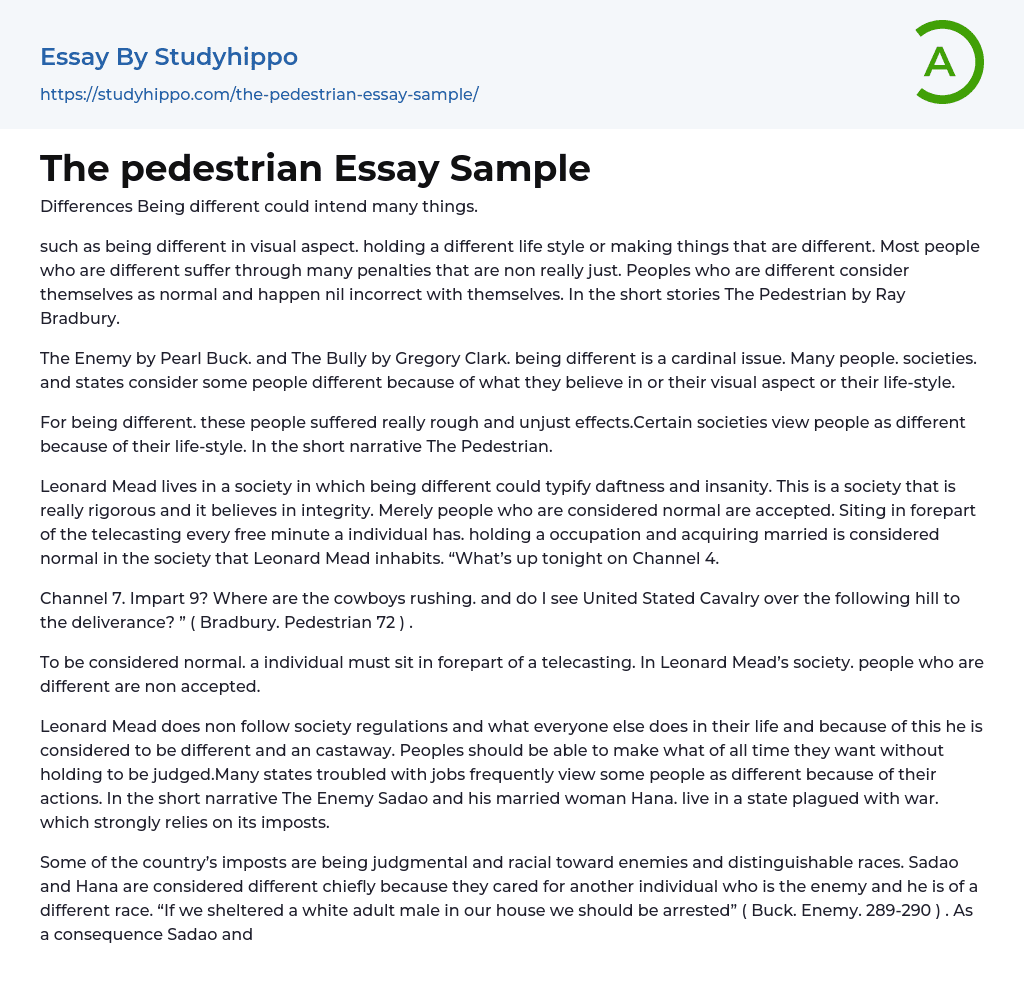theme of the pedestrian essay