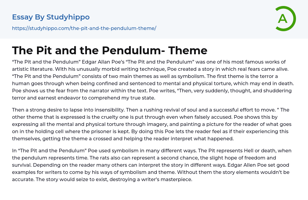 literary analysis essay of the pit and the pendulum