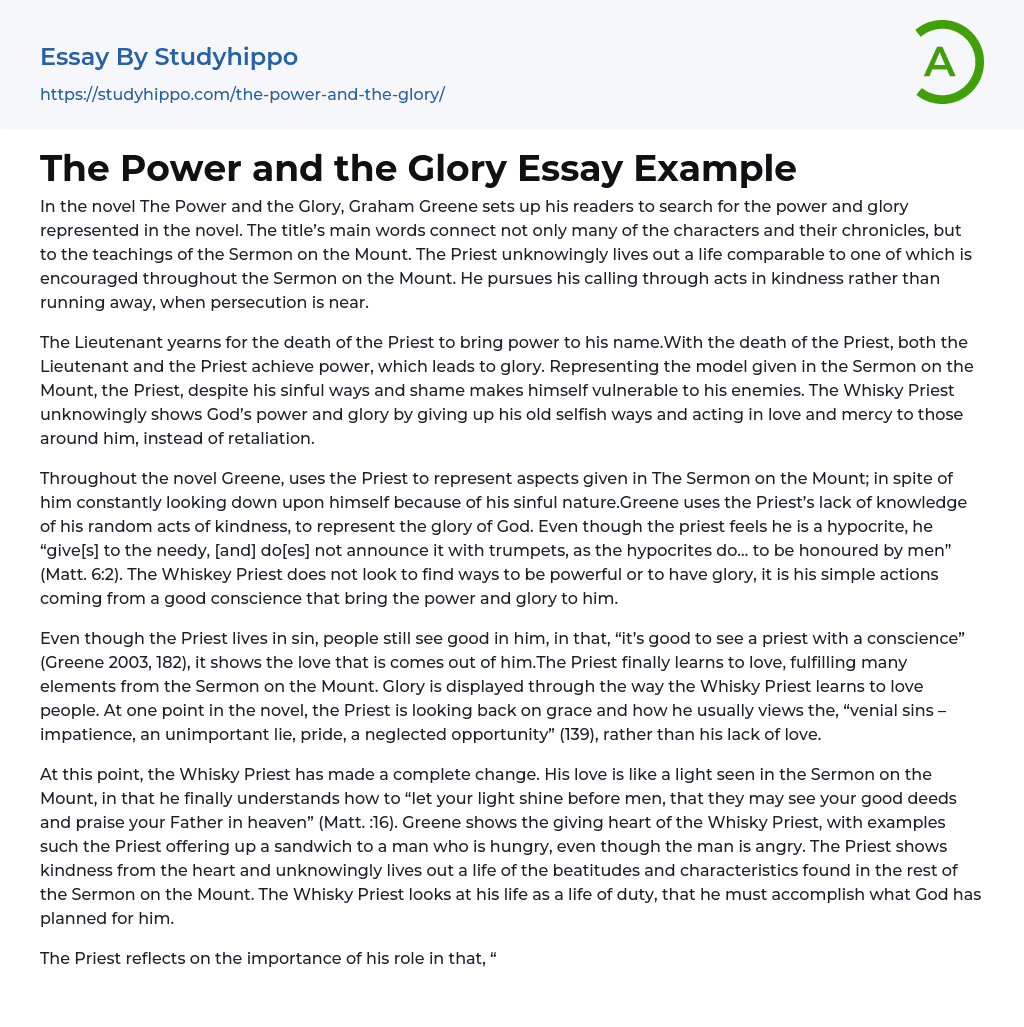 The Power and the Glory Essay Example