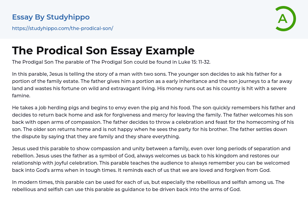 The Prodical Son Essay Example