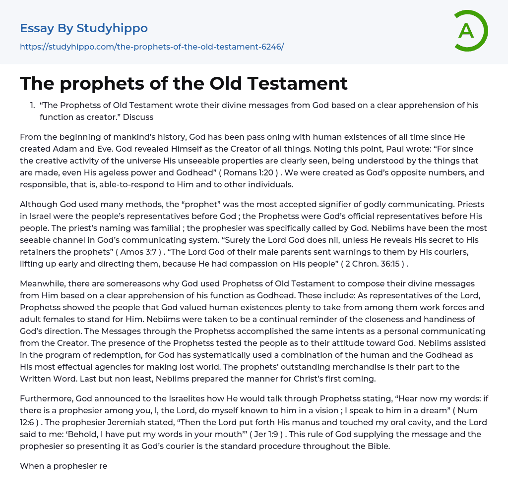 The prophets of the Old Testament