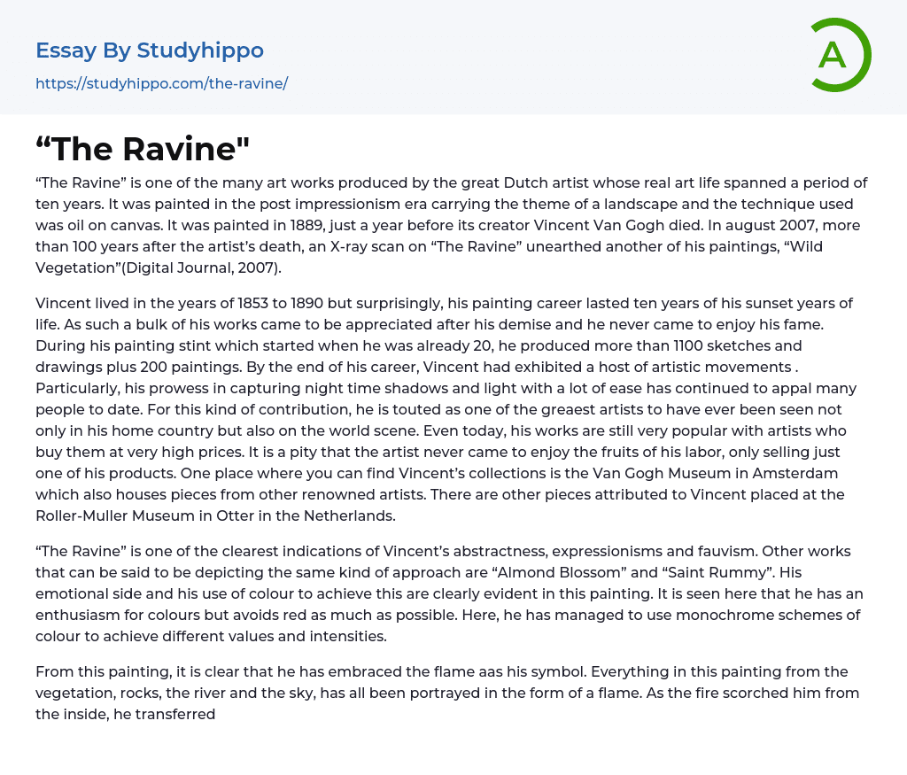 “The Ravine” Essay Example