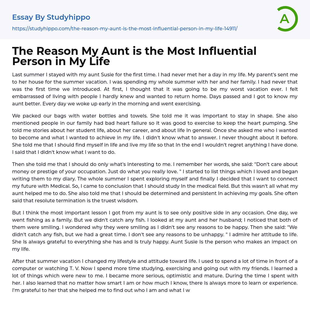 most influential person in my life essay