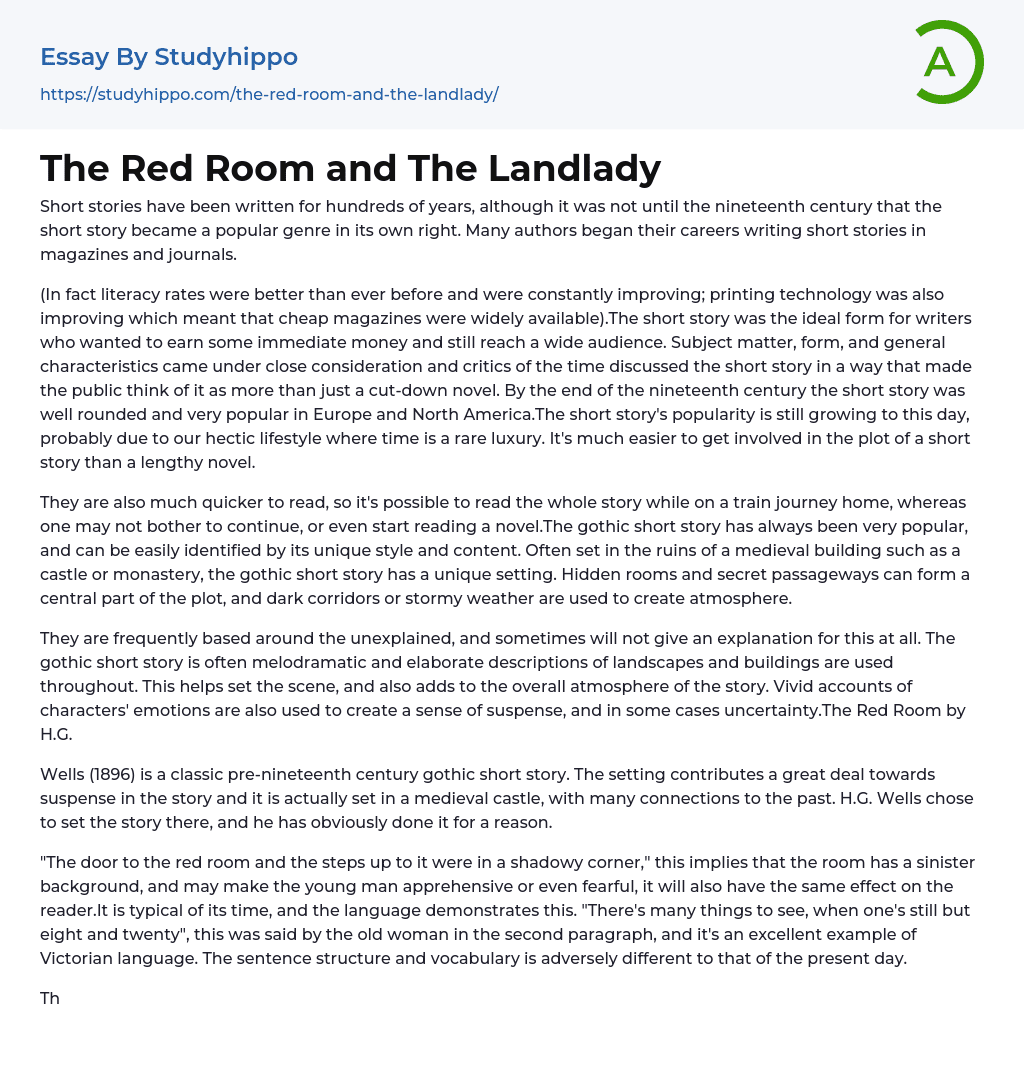 The Red Room and The Landlady Essay Example
