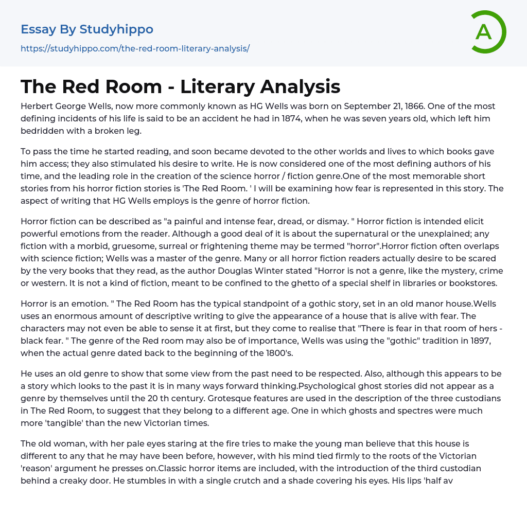 The Red Room – Literary Analysis Essay Example