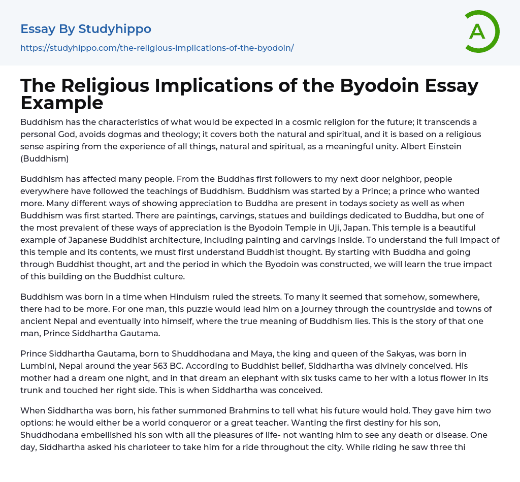 The Religious Implications of the Byodoin Essay Example