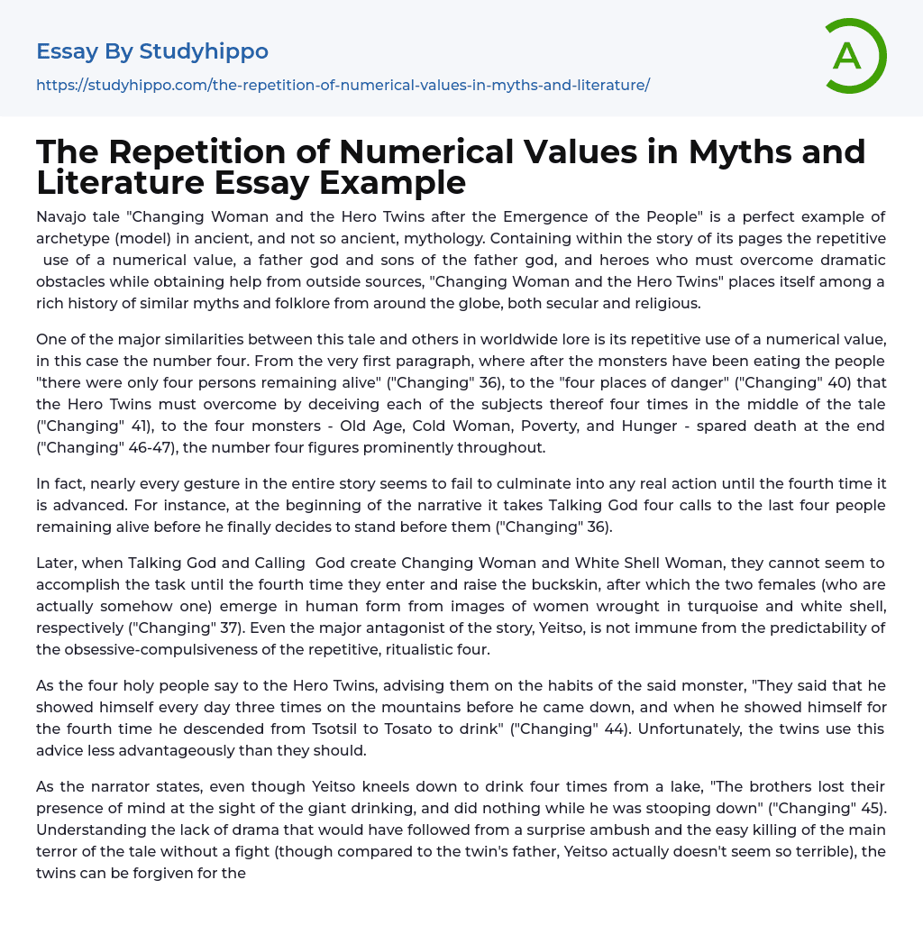 The Repetition of Numerical Values in Myths and Literature Essay Example