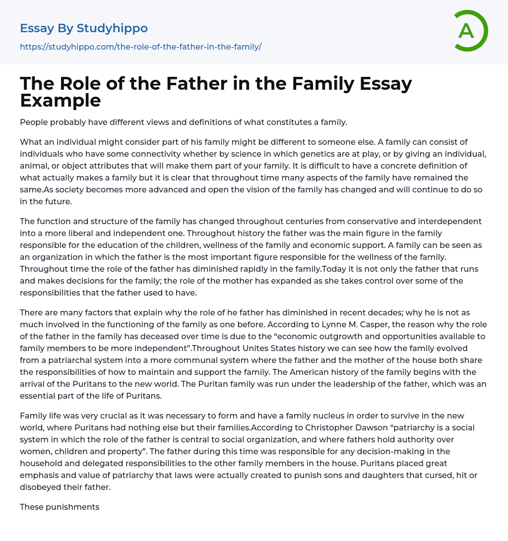 characteristics of a father essay