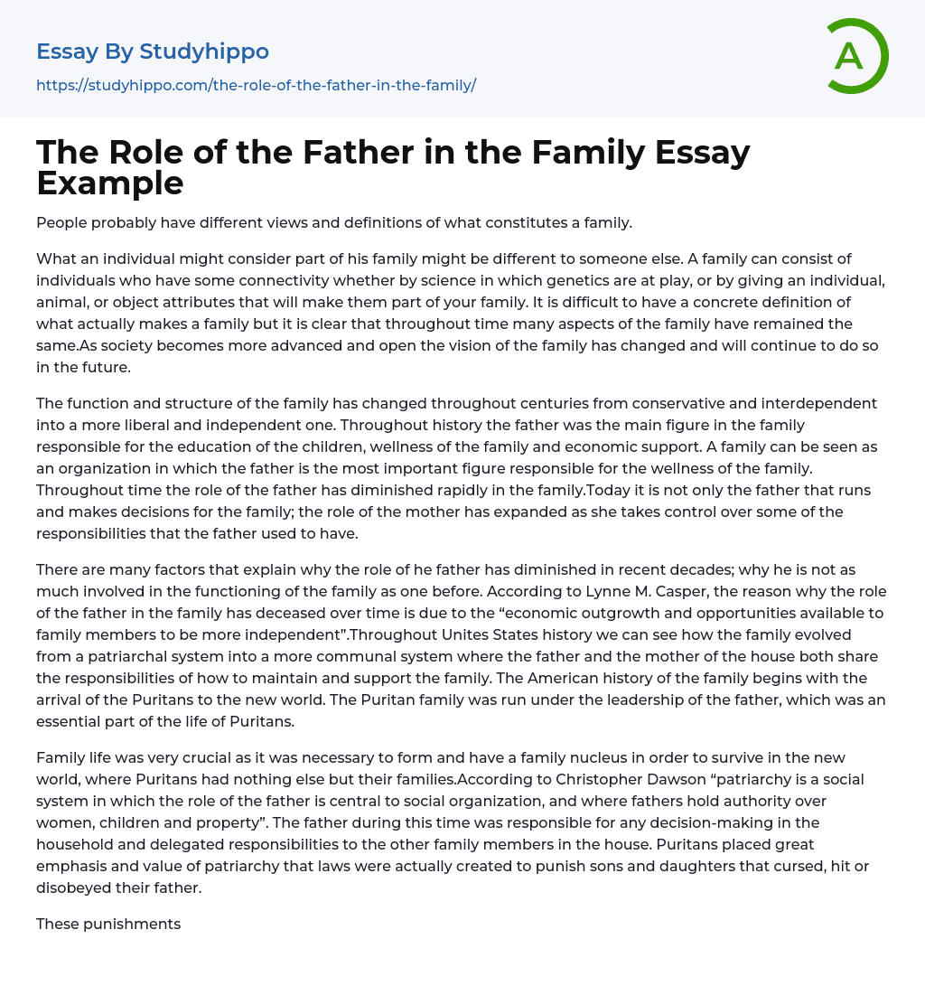 The Role Of The Father In The Family Essay Example StudyHippo