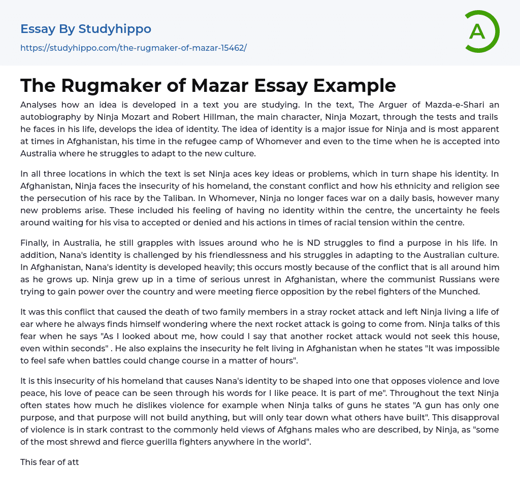 The Rugmaker of Mazar Essay Example