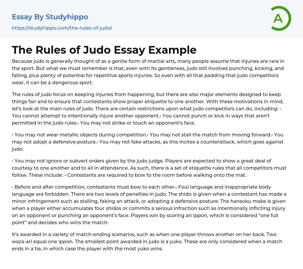 The Rules of Judo Essay Example