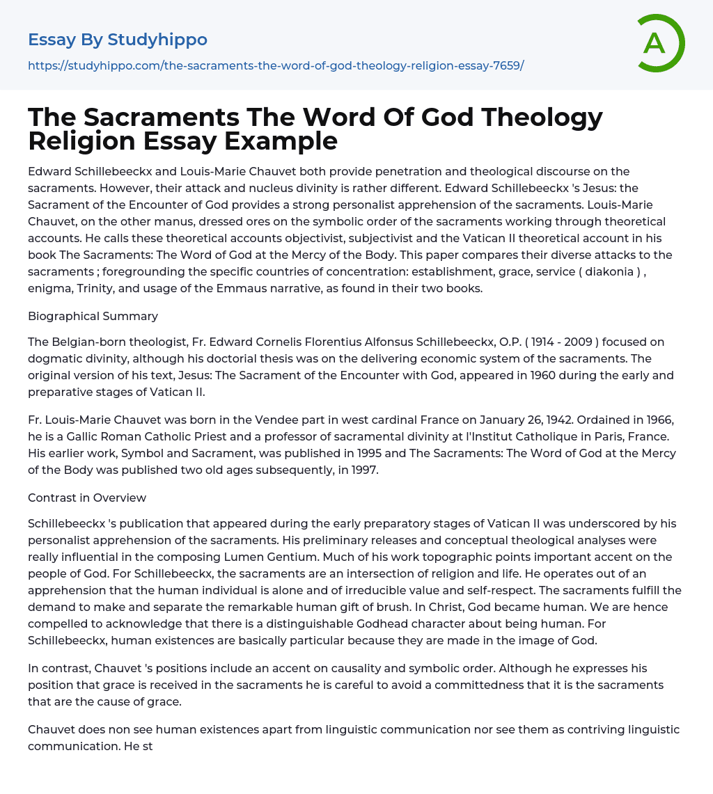 The Sacraments The Word Of God Theology Religion Essay Example