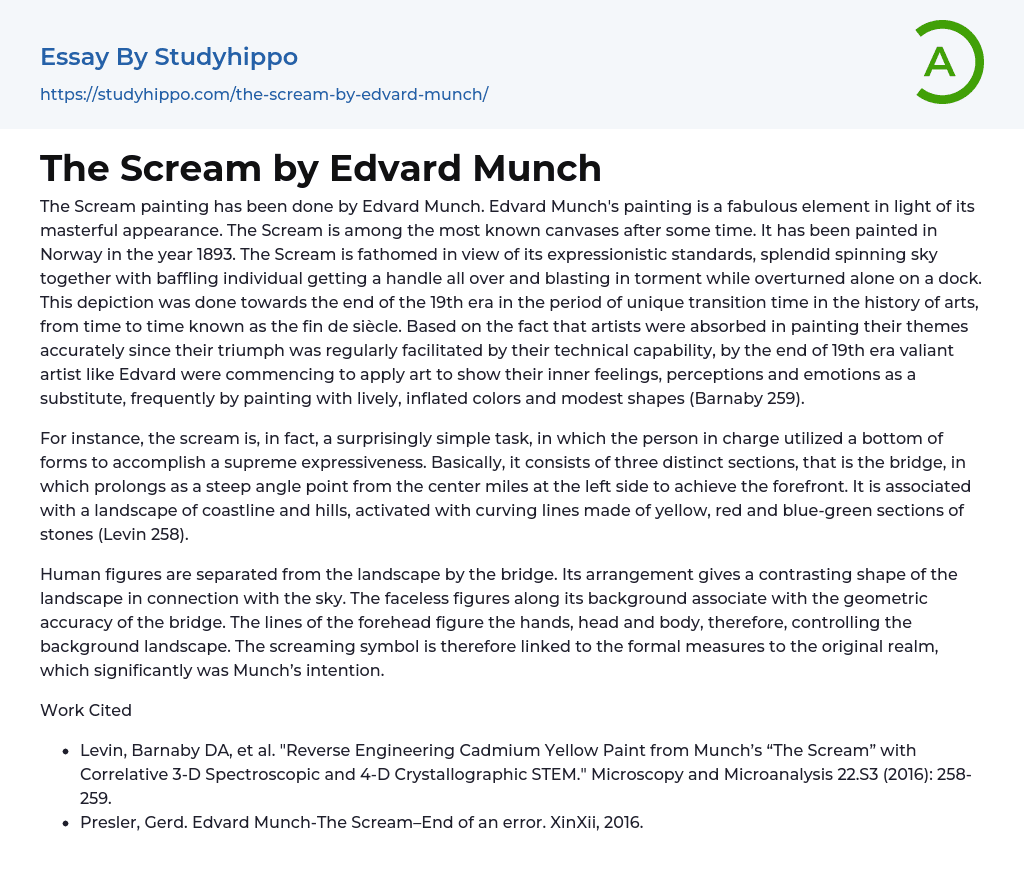 The Scream by Edvard Munch Essay Example