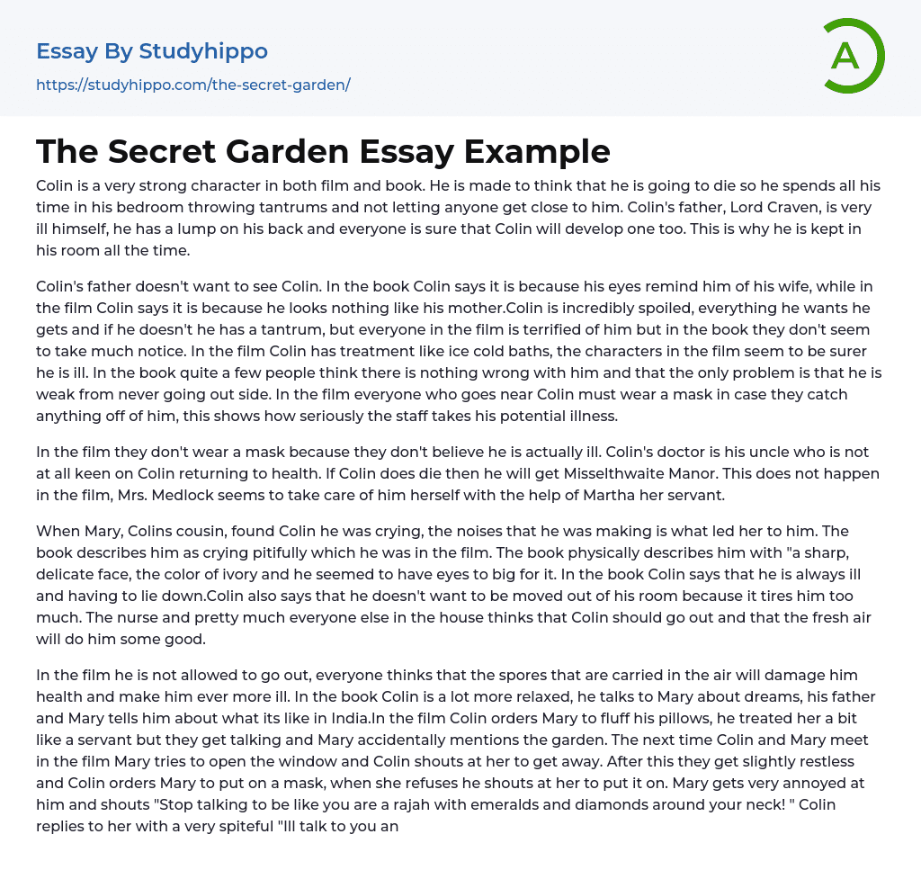 the secret garden essay questions